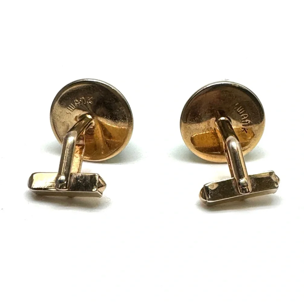 SWANK Vintage Green Moonglow Lucite Dome Cuff Links in Goldtone